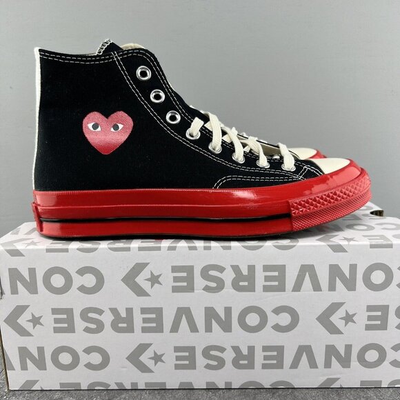 Converse Chuck Taylor All Star 70 Hi Comme Des Garcons Size 5.5 Womens Black Red - Picture 1 of 9